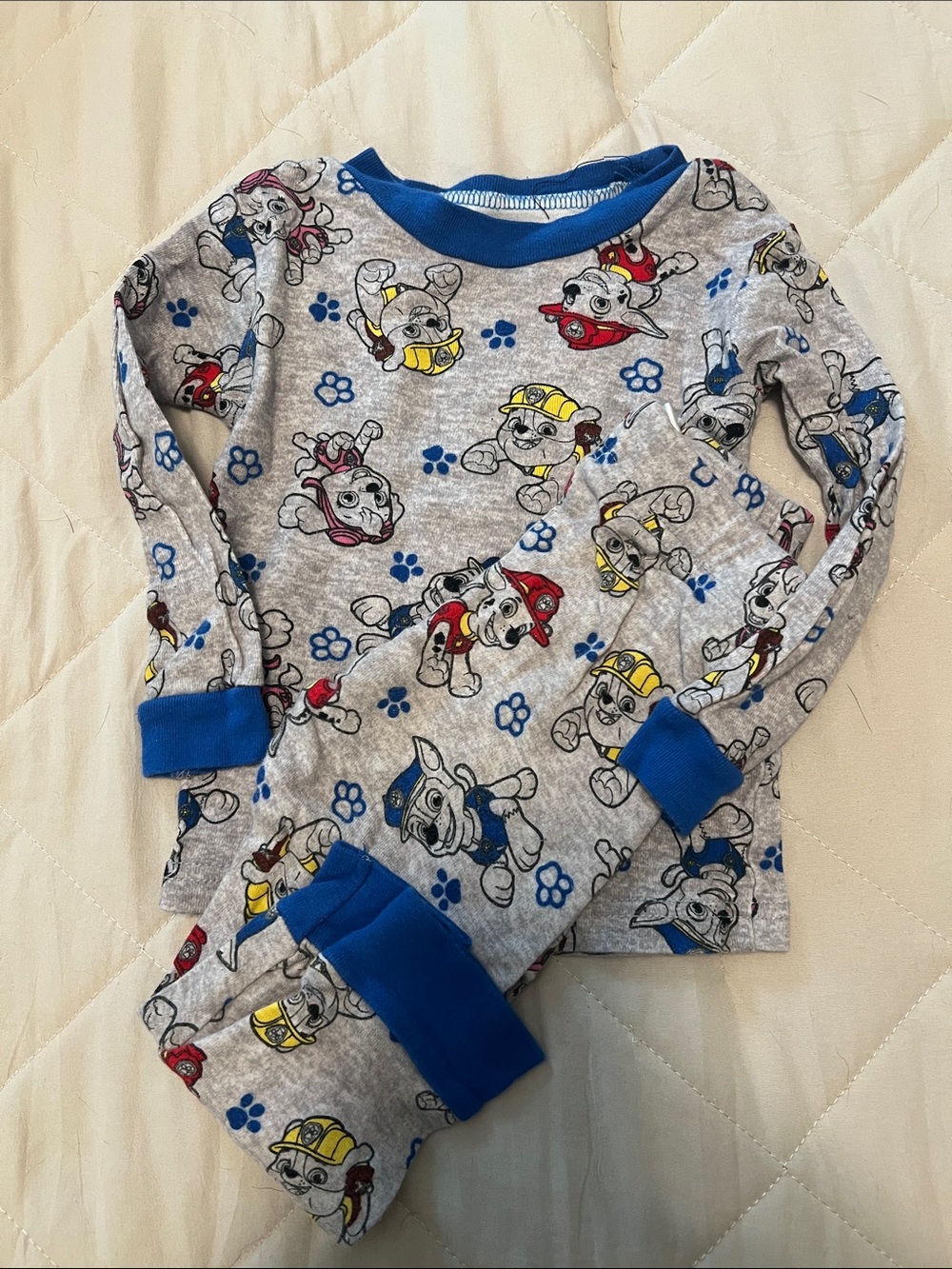 Paw Patrol Grey & Blue Kids Pajama Set with Character Print